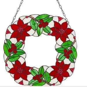 18” Stained Glass Poinsettia Wreath